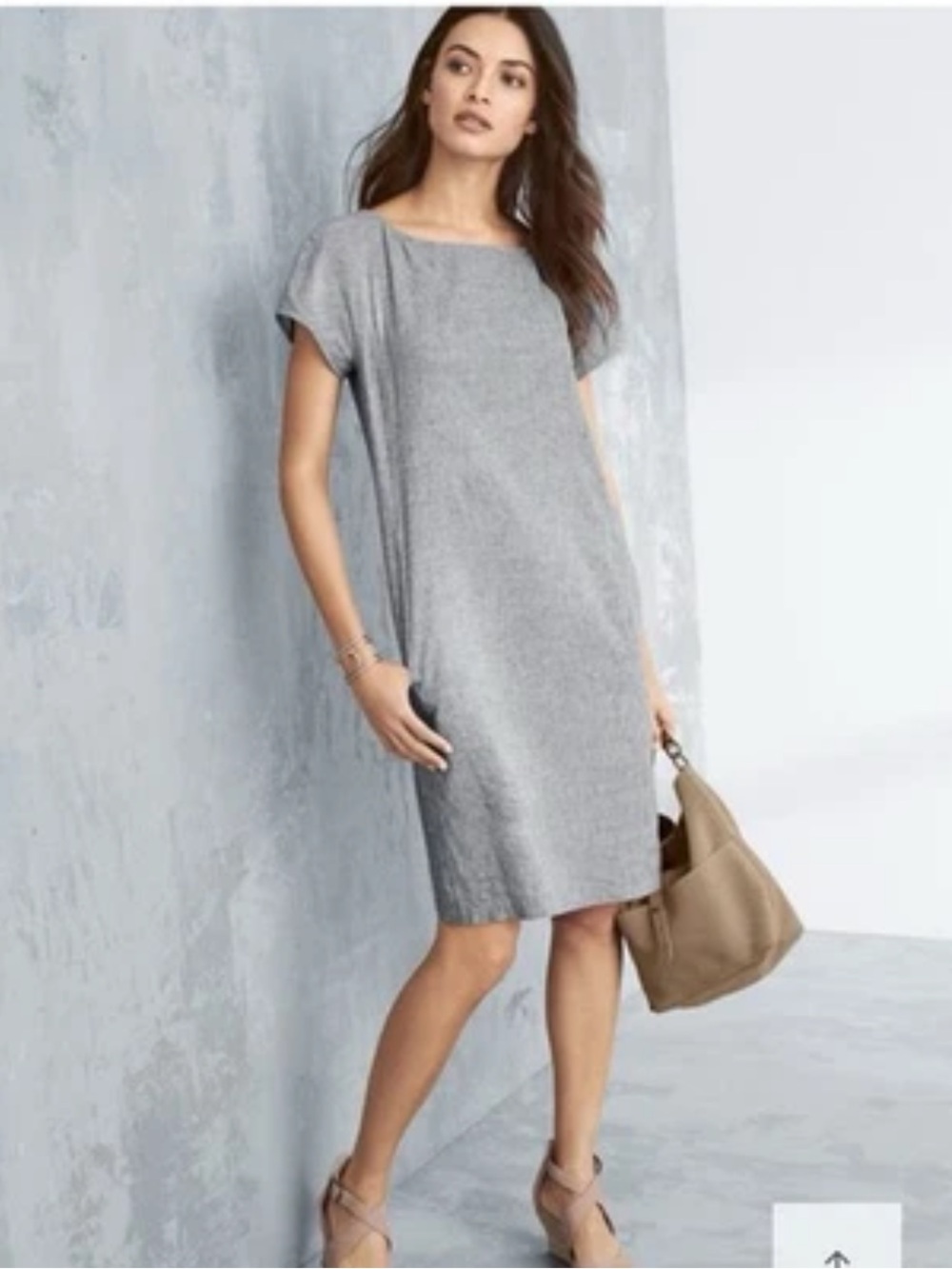 Eileen Fisher Striped Shift Dress Size Petite | Organic cotton + Hemp